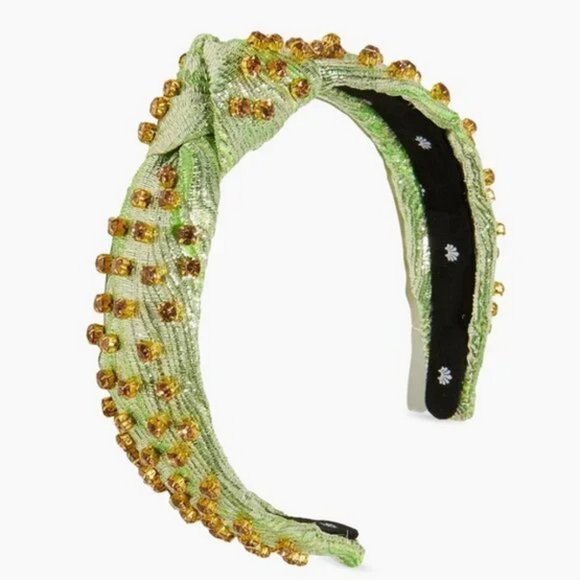 Lele Sadoughi Embellished Brocade Slim Knotted Headband in Parakeet NWT - Picture 4 of 9